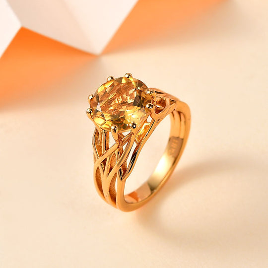 AA Citrin Ring, Messing, (Größe 17.00) ca. 3.37 ct