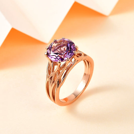 AA Rosa Amethyst Ring, Nickelfreies Messing, (Größe 16.00) ca. 3.90 ct