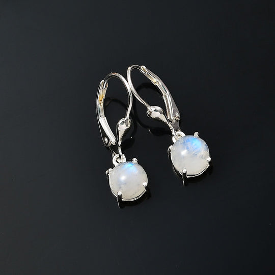 Regenbogen Mondstein Ohrringe 925 Silber ca. 3,33 ct.