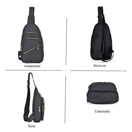 Stepp-Slingtasche mit RFID-Schutz und Kopfhöreröffnung, 17x7,5x30cm, Lachsfarben