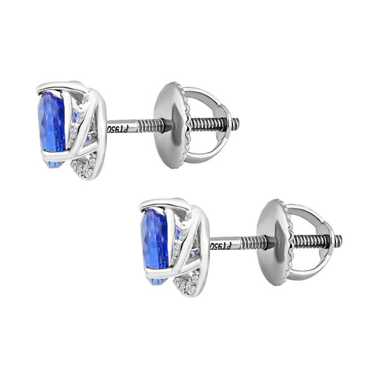 Rhapsody AAAA Tansanit, Weißer Diamant AGI zertifiziert Ohrringe 950 Platin ca. 2.00 ct
