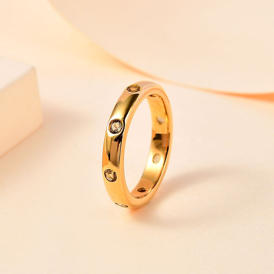 AA Natürlicher goldener Tansanit Ring, 925 Silber Gelbgold Vermeil, (Größe 19.00) ca. 0.59 ct