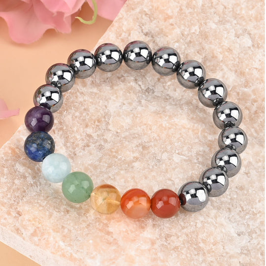 Terahertz mit Mehrfarbige Chakra Edelsteine flexibles Armband