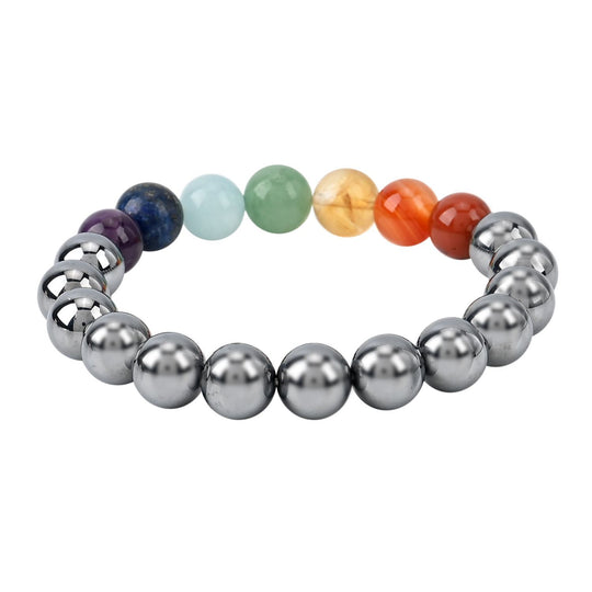 Terahertz mit Mehrfarbige Chakra Edelsteine flexibles Armband