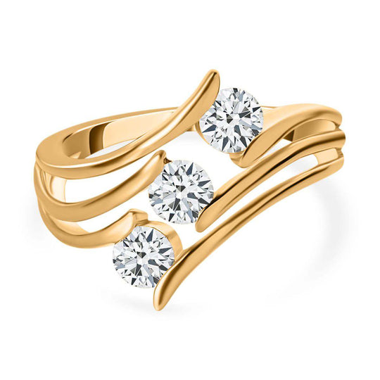 Moissanit Ring, 925 Silber Gelbgold Vermeil, (Größe 21.00) ca. 0.68 ct