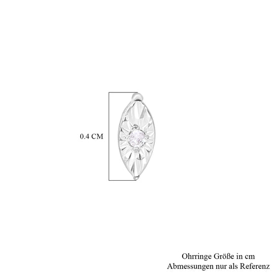 WeißerDiamant Ohrringe, 925 Silber platiniert