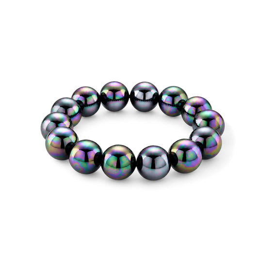 Pfauenfarbenes Muschelkernperle (15-17mm) flexibles Armband