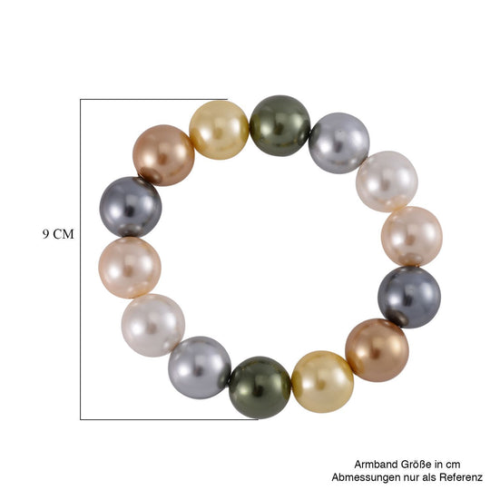 Pfauenfarbenes Muschelkernperle (15-17mm) flexibles Armband