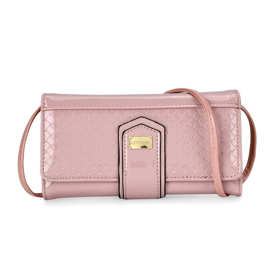 PASSAGE - Geprägte PU-Leder Crossbody Geldbörse, Größe: 18,5 x 3,5 x 9,5 cm, hellblau