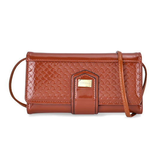 PASSAGE - Geprägte PU-Leder Crossbody Geldbörse, Größe: 18,5 x 3,5 x 9,5 cm, hellblau