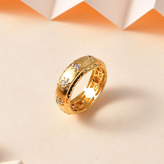 Moissanit Ring, 925 Silber Gelbgold Vermeil, (Größe 20.00) ca. 0.27 ct