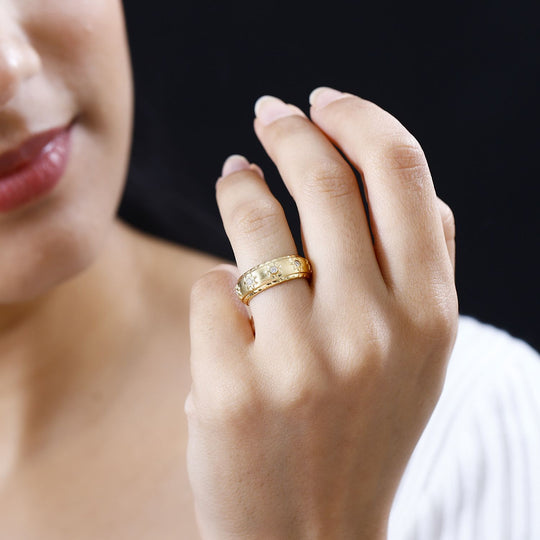 Moissanit Ring, 925 Silber Gelbgold Vermeil, (Größe 20.00) ca. 0.27 ct
