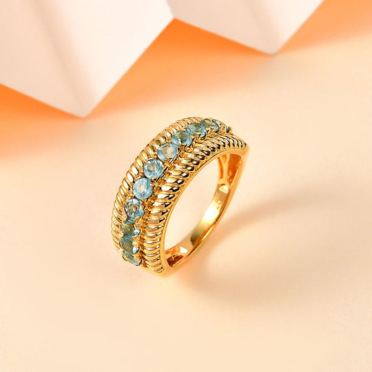 Paraiba-Apatit Ring, 925 Silber Gelbgold Vermeil (Größe 18.00) ca. 0.86 ct