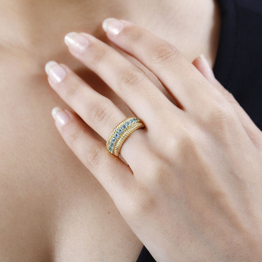 Paraiba-Apatit Ring, 925 Silber Gelbgold Vermeil (Größe 18.00) ca. 0.86 ct