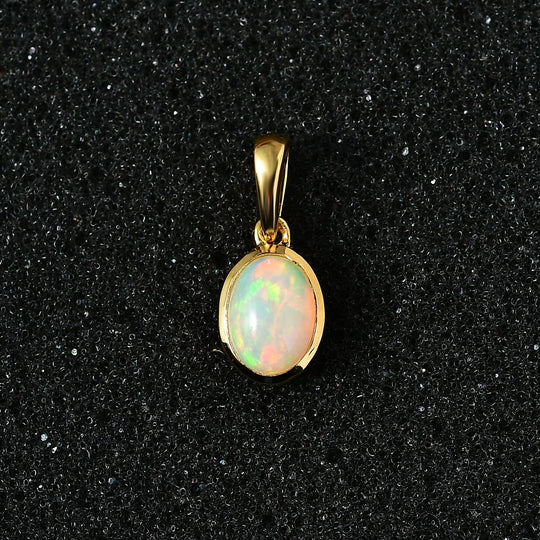 AA Natürlicher, äthiopischer Welo Opal Anhänger 925 Silber Gelbgold Vermeil ca. 0,86 ct.