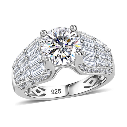 Moissanit Ring 925 Silber rhodiniert (Größe 17.00) ca. 3,27 ct