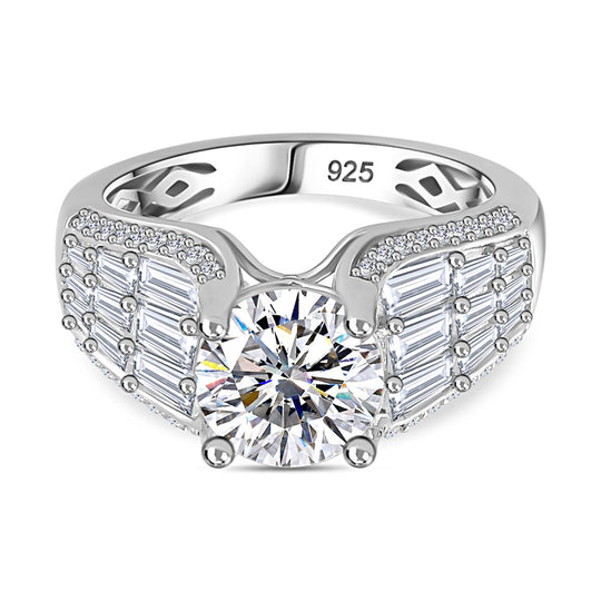 Moissanit Ring 925 Silber rhodiniert (Größe 17.00) ca. 3,27 ct