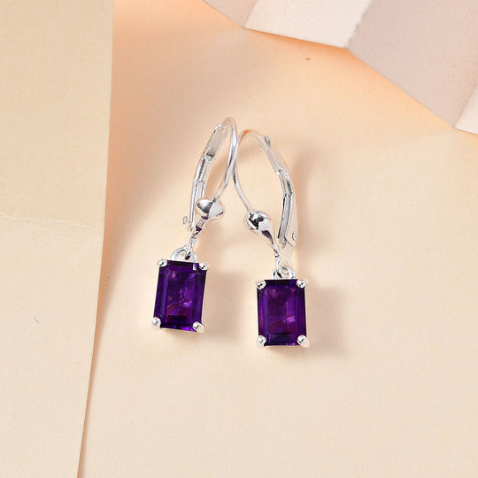 Afrikanische Amethyst Ohrringe, 925 Silber ca. 1.91 ct