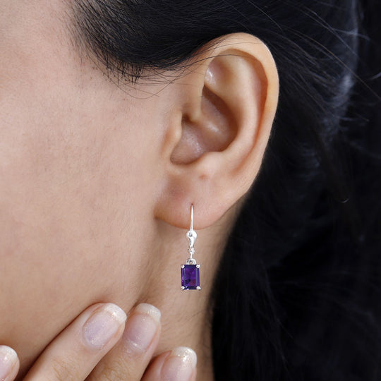 Afrikanische Amethyst Ohrringe, 925 Silber ca. 1.91 ct