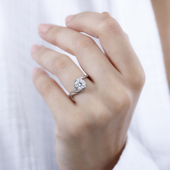 Moissanit Ring 925 Silber platiniert (Größe 20.00) ca. 1,18 ct