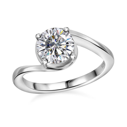 Moissanit Ring 925 Silber platiniert (Größe 20.00) ca. 1,18 ct