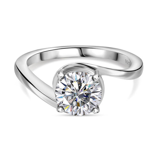 Moissanit Ring 925 Silber platiniert (Größe 20.00) ca. 1,18 ct