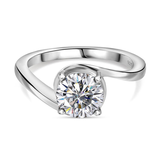 Moissanit Ring 925 Silber platiniert (Größe 20.00) ca. 1,18 ct