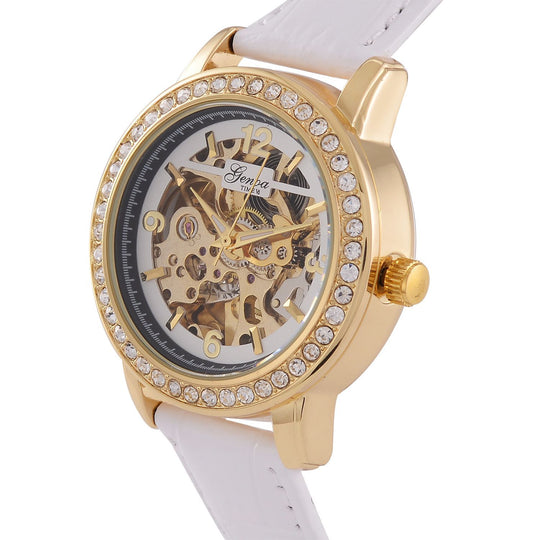 GENOA TIME V2 Automatik-Uhr mit Mechanischem Uhrwerk, Stahlfarbenem Gehäuse und Schwarzem Lederarmband
