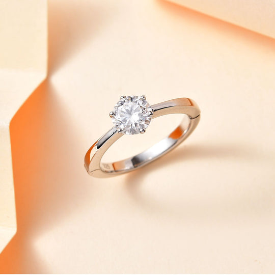 Moissanit Ring 925 Silber platiniert (Größe 20.00) ca. 0,95 ct
