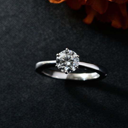 Moissanit Ring 925 Silber platiniert (Größe 20.00) ca. 0,95 ct