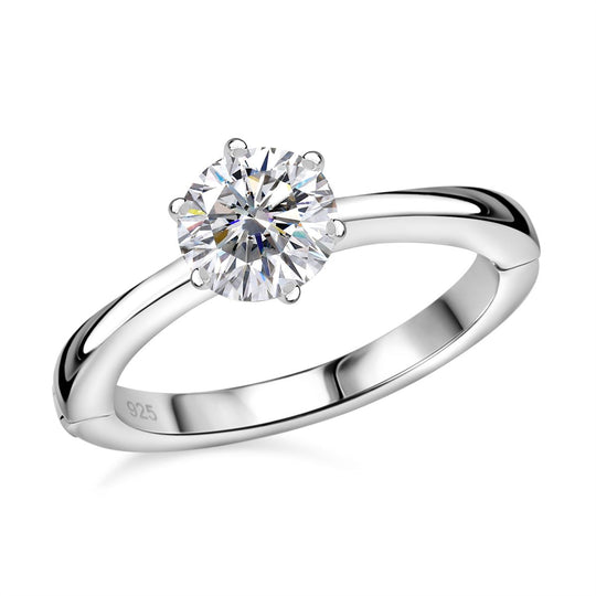 Moissanit Ring 925 Silber platiniert (Größe 20.00) ca. 0,95 ct