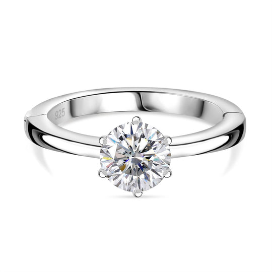 Moissanit Ring 925 Silber platiniert (Größe 20.00) ca. 0,95 ct