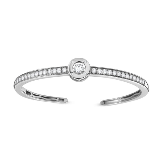 Moissanit Armreif ca. 19 cm 925 Silber rhodiniert ca. 1.94 ct