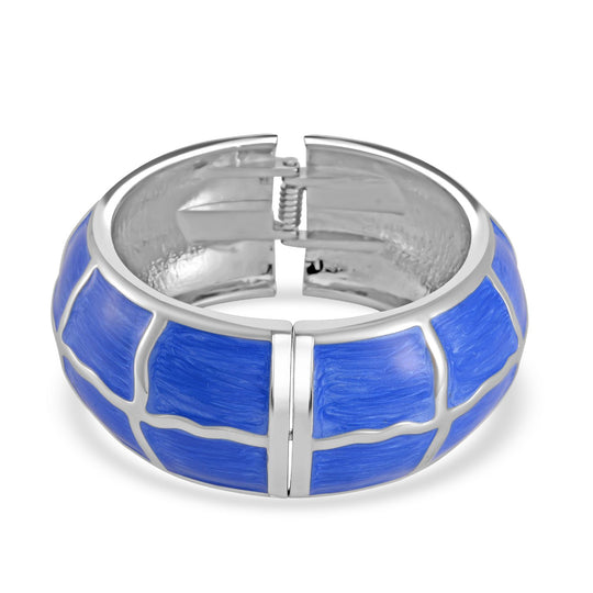 Emaillierter Gitternetz-Muster-Armreif, ca. 18 cm, ca. 87,60g Blau