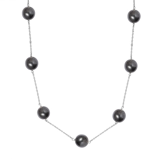 Grüner Quarz Station Style Halskette ca. 50 cm 925 Silber rhodiniert ca. 25.00 ct