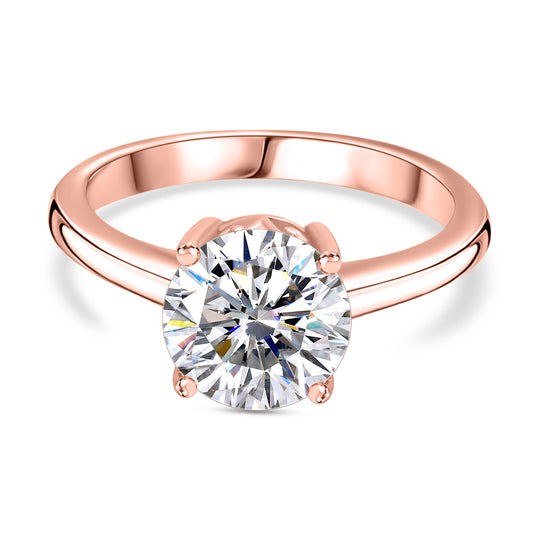 Moissanit Ring, 925 Silber 750 Roségold Vermeil (Größe 19.00) ca. 1.73 ct