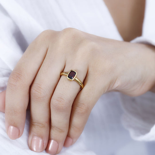 Natürlicher Mosambik Granat Ring, 925 Silber 750 Gelbgold Vermeil ca. 1.11 ct