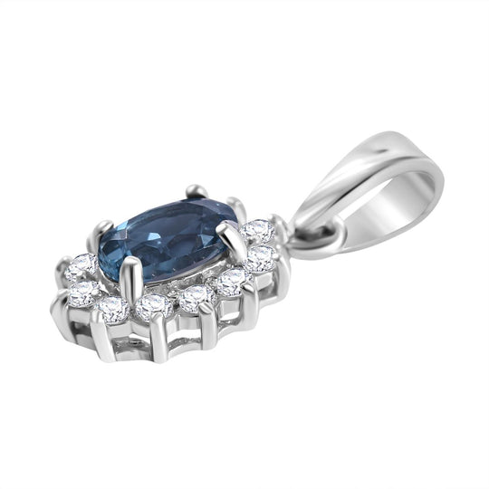 Kyanit, Weißer Zirkon Anhänger 925 Silber rhodiniert ca. 0.89 ct