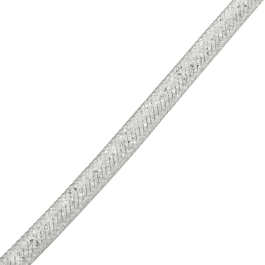Weiße Kristall-Halskette, ca. 50 cm, silberfarben