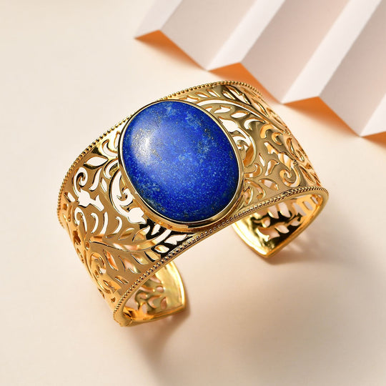 Lapislazuli Armreif ca. 18.5 cm Messing ca. 70.00 ct