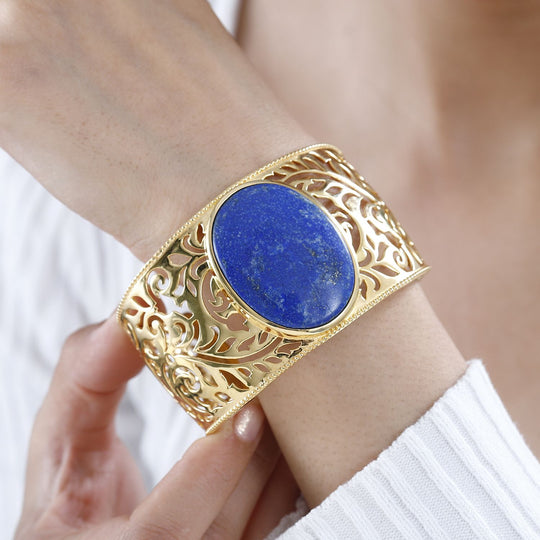 Lapislazuli Armreif ca. 18.5 cm Messing ca. 70.00 ct
