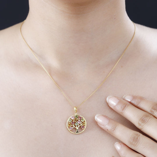 Mehrfarbig-Turmalin Anhänger 925 Silber 750 Gelbgold Vermeil ca. 1.60 ct