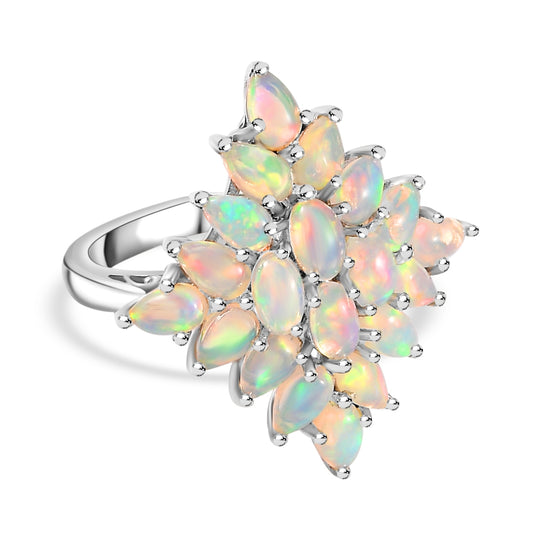 AA natürlicher, äthiopischer Welo Opal Ring, 925 Silber rhodiniert - 3,40 ct.