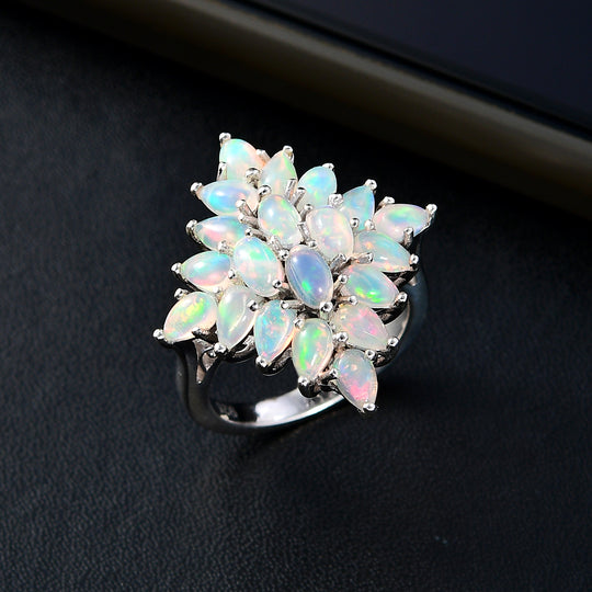 AA Natürlicher, äthiopischer Welo Opal Ring, 925 Silber rhodiniert (Größe 20.00) ca. 2.98 ct