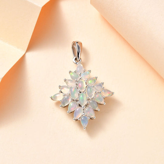 AA Natürlicher, äthiopischer Welo Opal Anhänger 925 Silber rhodiniert ca. 2,98 ct.