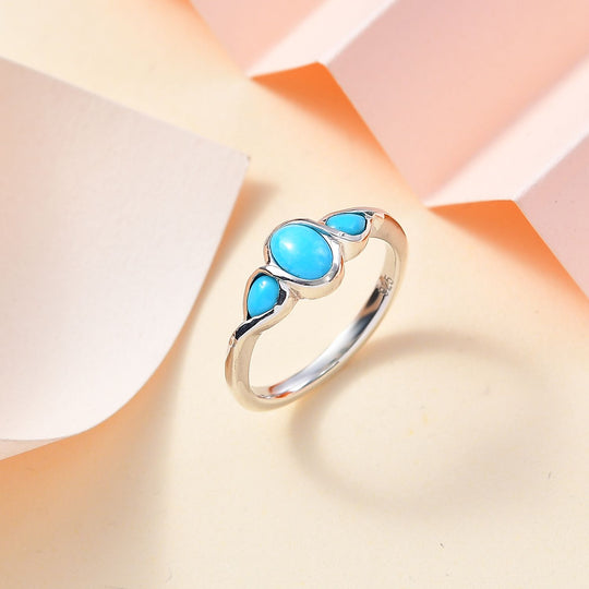 AA Sleeping Beauty Türkis Ring 925 Silber rhodiniert ca. 0,75 ct