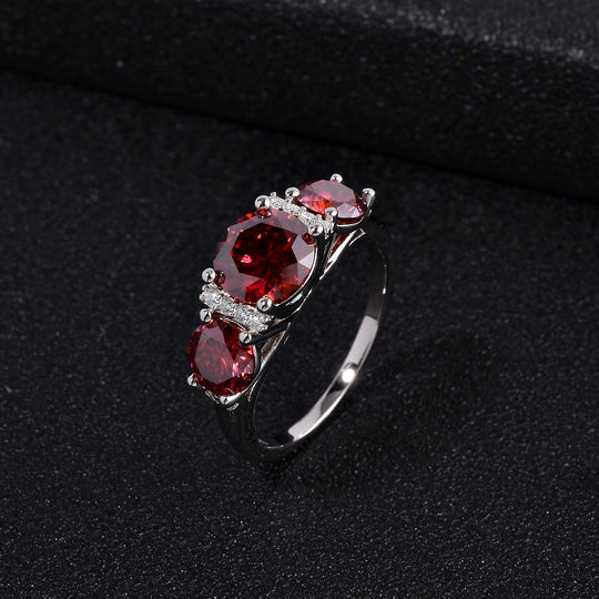 Roter Moissanit Ring 925 Silber rhodiniert (Größe 20.00) ca. 3.21 ct