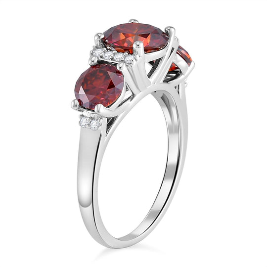 Roter Moissanit Ring 925 Silber rhodiniert (Größe 20.00) ca. 3.21 ct
