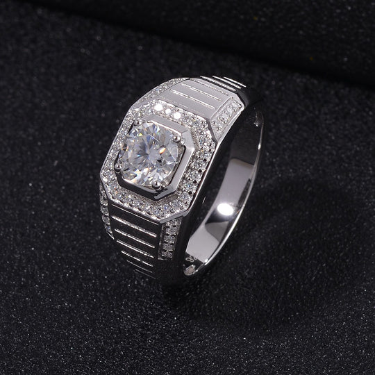 Moissanit Ring 925 Silber rhodiniert (Größe 17.00) ca. 1,22 ct
