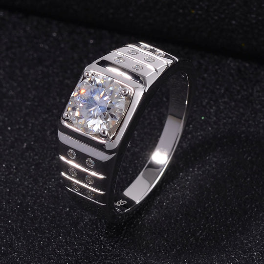 Moissanit Ring 925 Silber rhodiniert (Größe 16.00) ca. 1,34 ct